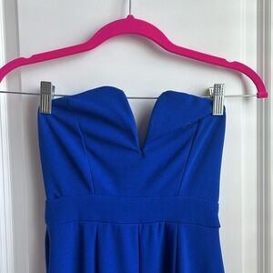 Blue Strapless Jumpsuit